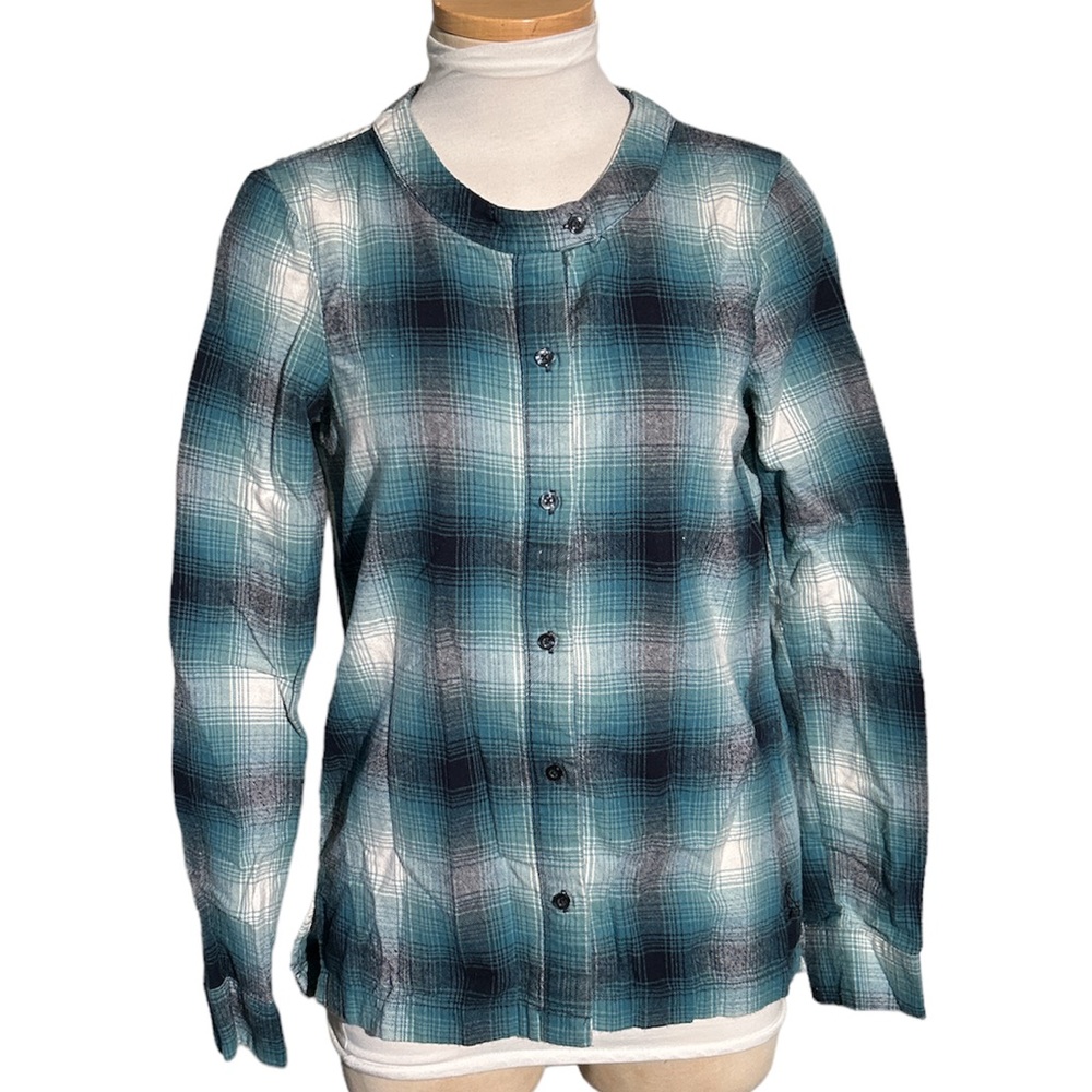 Pendleton Teal White Plaid Button Down 100% Cotto… - image 1